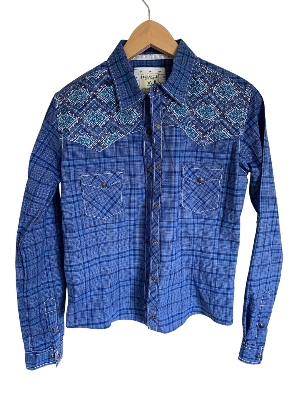 Rough Stock by Panhandle Carrigan Plaid Print Long Sleeve Western Shirt Small